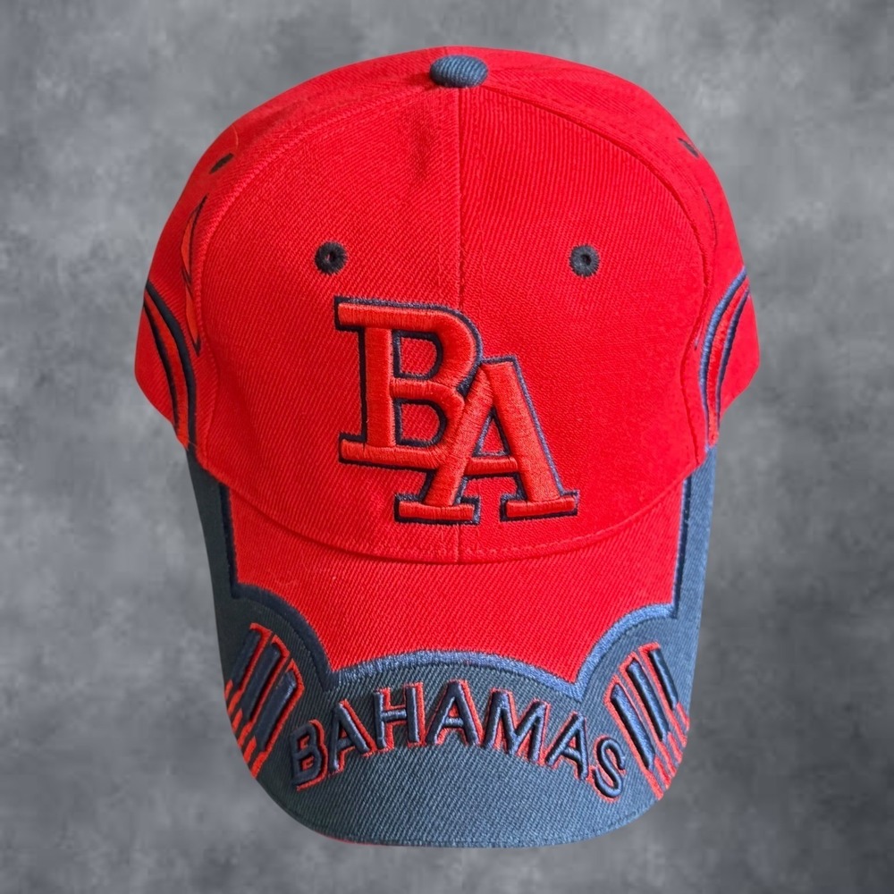 Dorsett Tees Bahamas Baseball Cap Red Navy Blue Embroidered Souvenir Hat OSFA